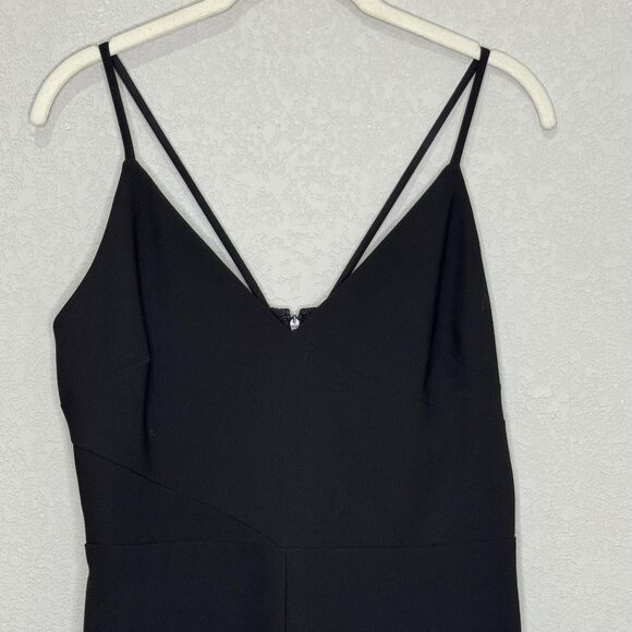 Likely Dress Size 8 Brooklyn Black Sleeveless V Neck Spaghetti Strap Midi Slit - Picture 5 of 11